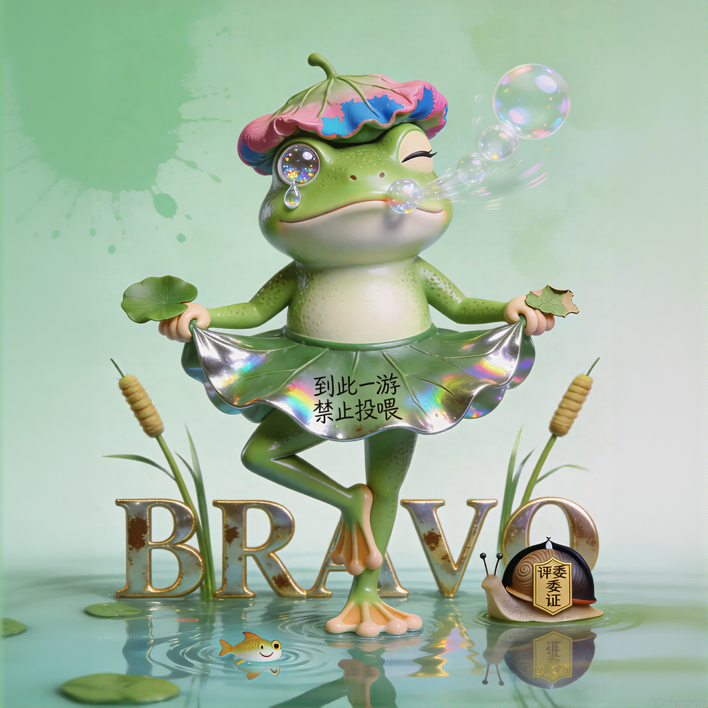 Lotus Leaf Skirt Frog Figure
