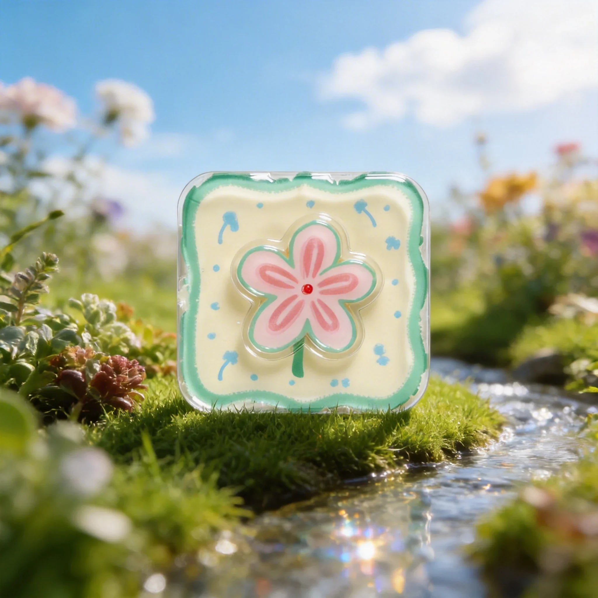Pink Flower Decor Phone Grip Stand