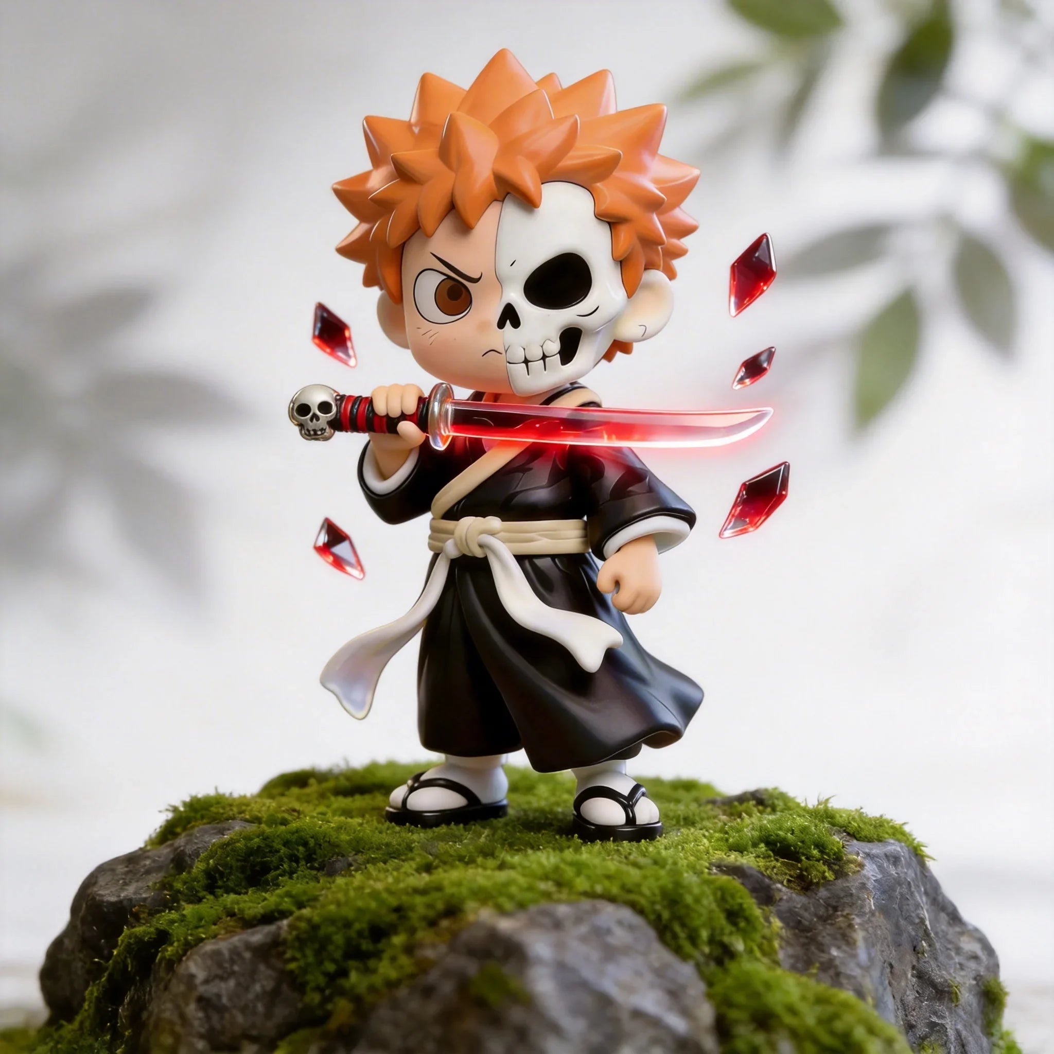 Half-face Skeleton Samurai Figurine