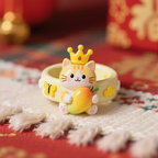 Crown Cute Cat Hugging Mango Ring