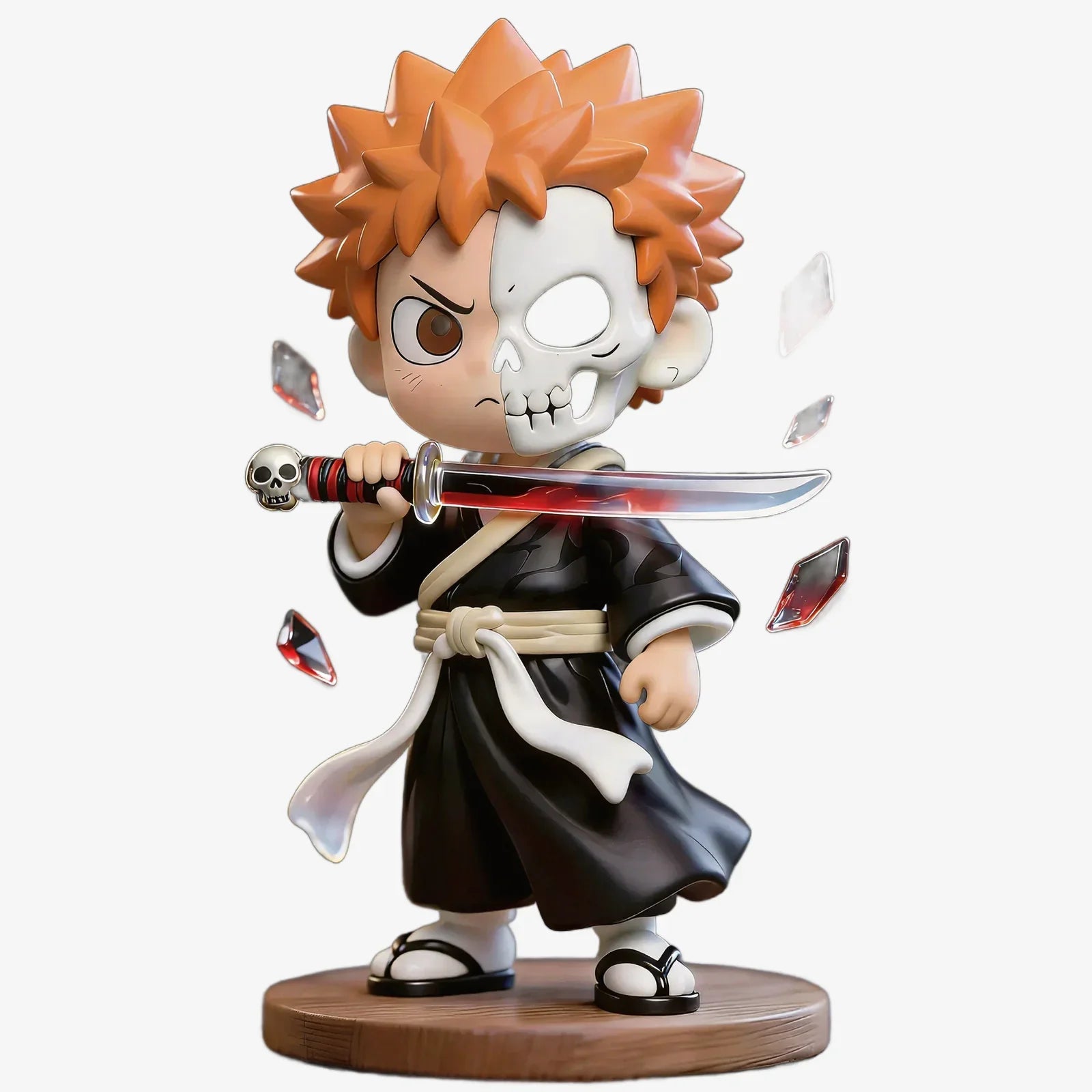 Half-face Skeleton Samurai Figurine