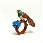Colorful Feather Blue Flower Ring