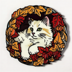 Autumn Leaf Cat Fridge Magnet