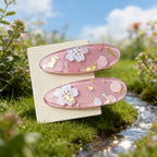 Pink Sakura Gold Foil Hair Clip