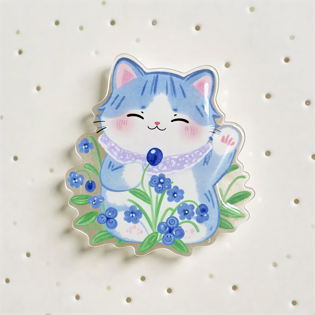 Blue Cat Flower Phone Grip Stand