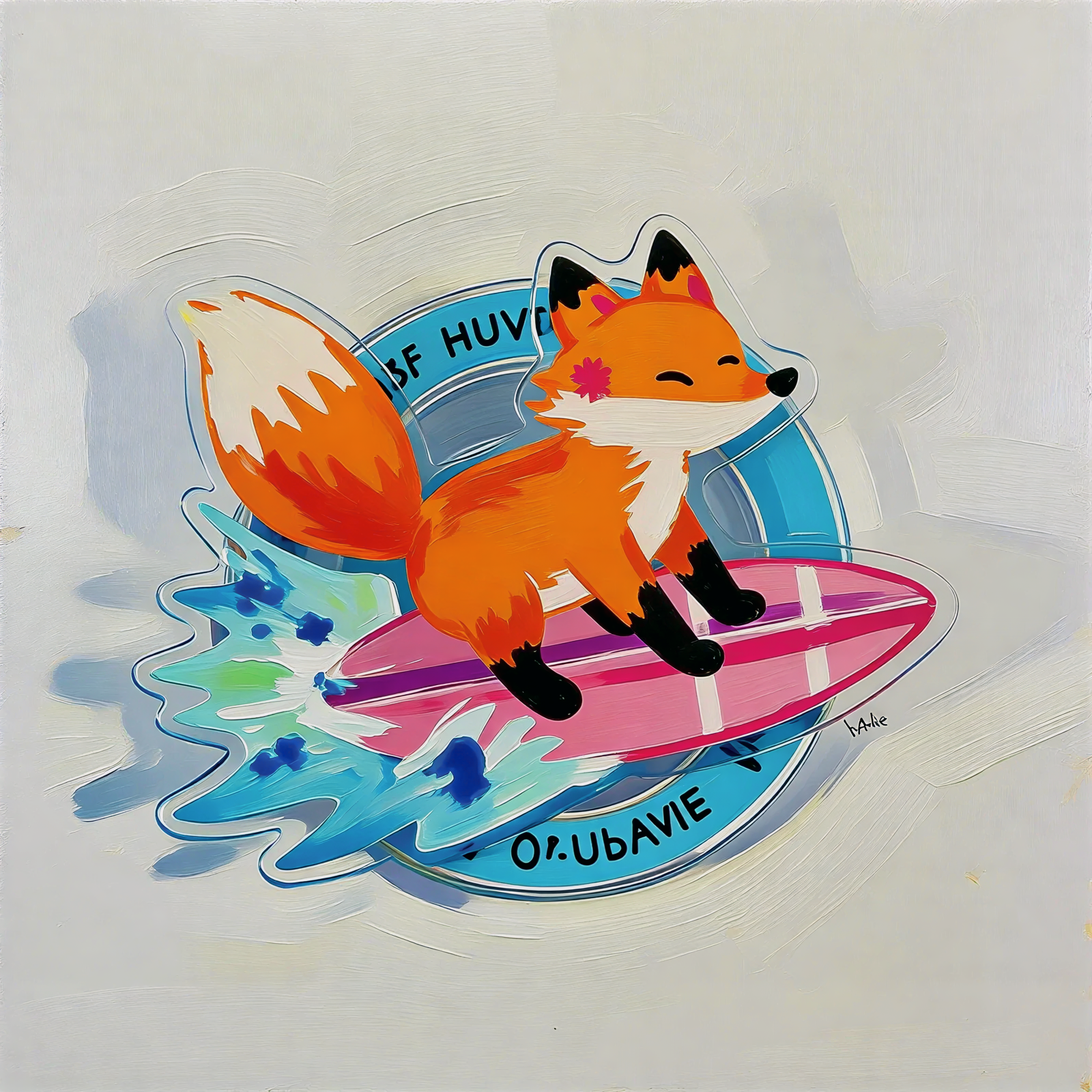 Surfing Little Fox Phone Grip Stand