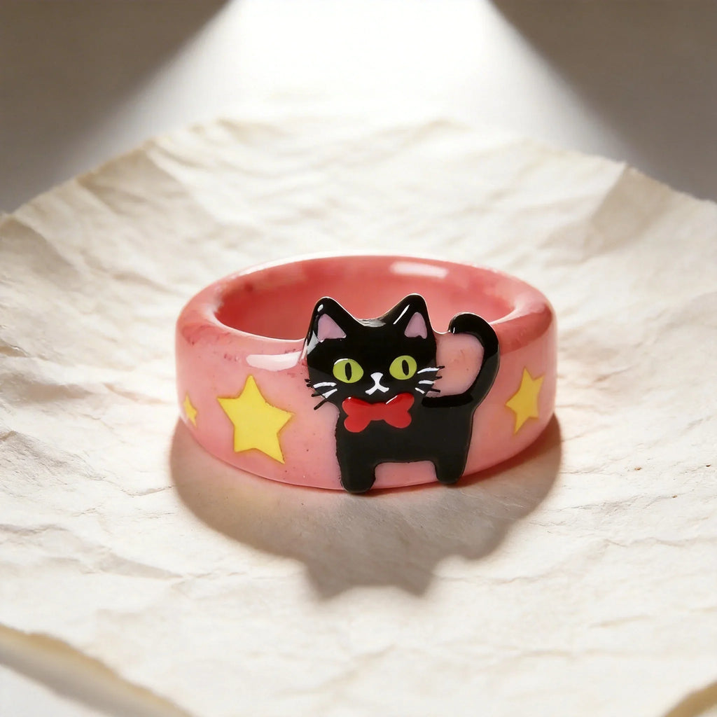 Pink Cat Star Element Ring