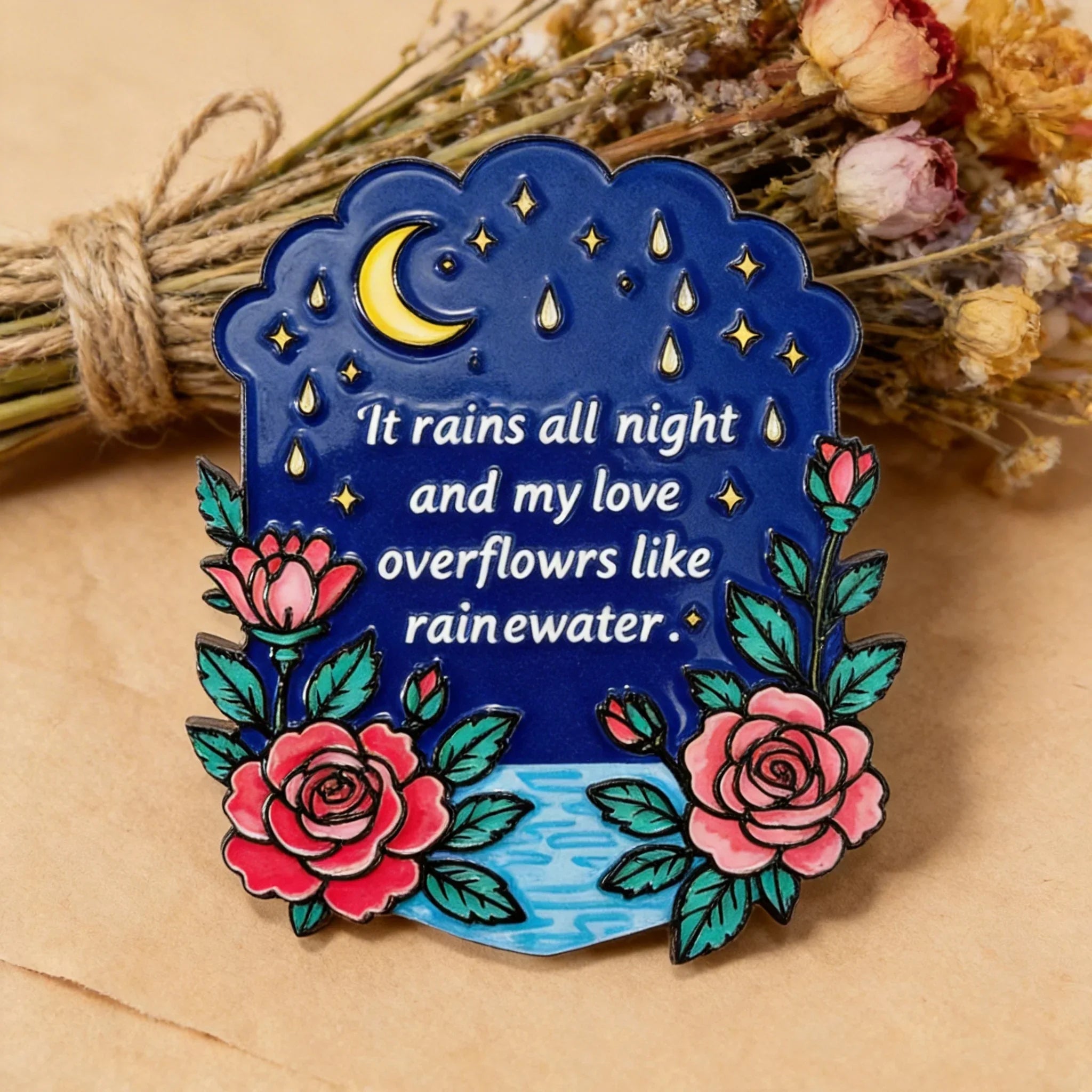 Rose Love in Rainy Night Fridge Magnet