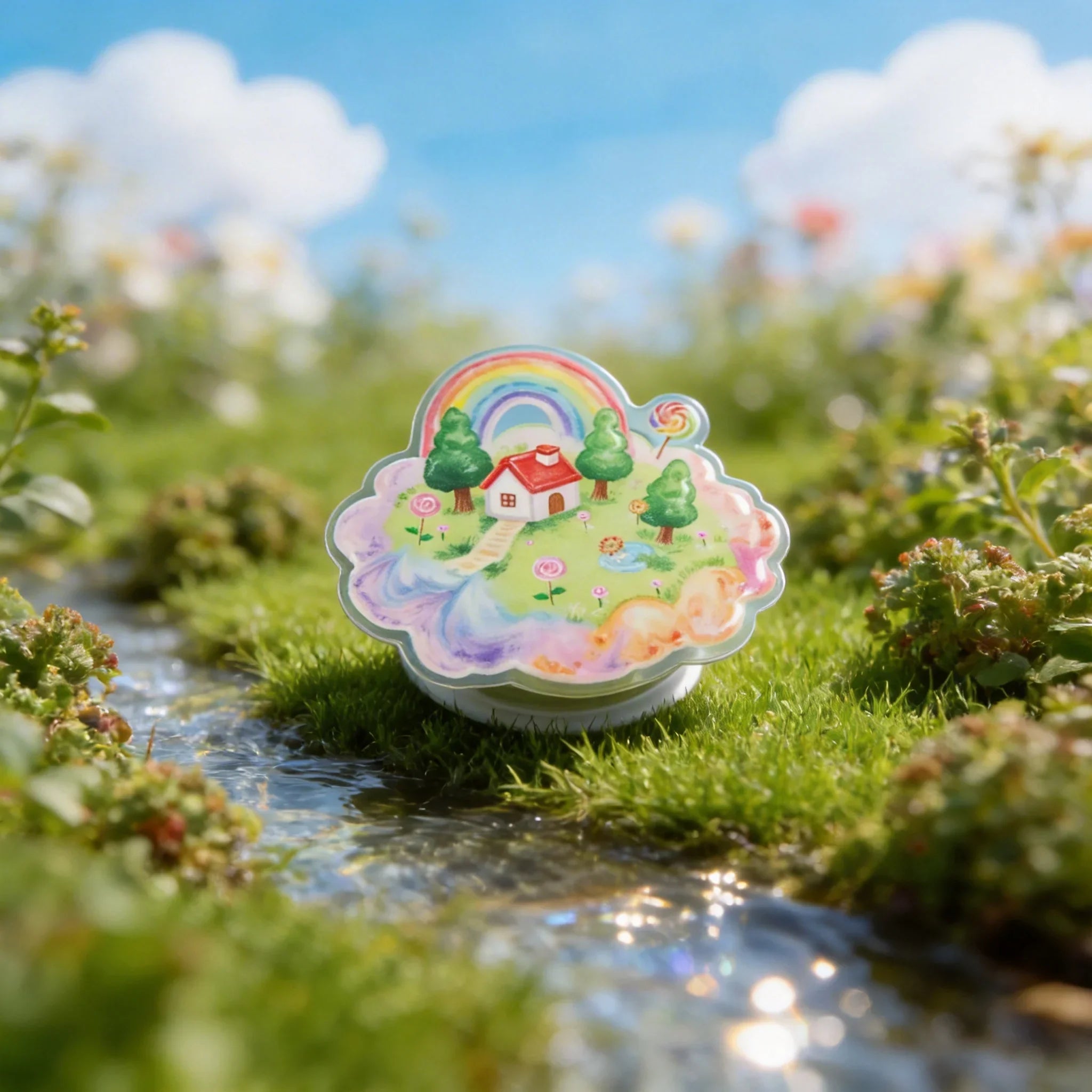 Rainbow Dream House Phone Grip Stand