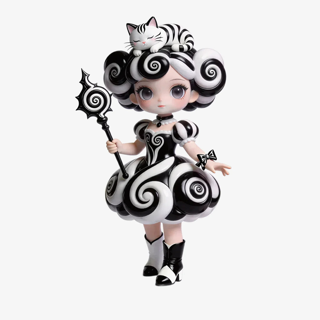 Black and White Swirl Puff Skirt Figure