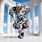 Black and White Swirl Puff Skirt Figure