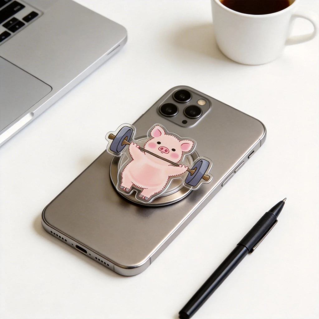 Barbell Lifting Piglet Phone Grip Stand